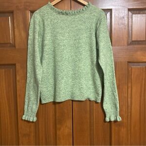 Sundance Soft Green Knit Ruffle neck Sweater women’s large cashmere blend